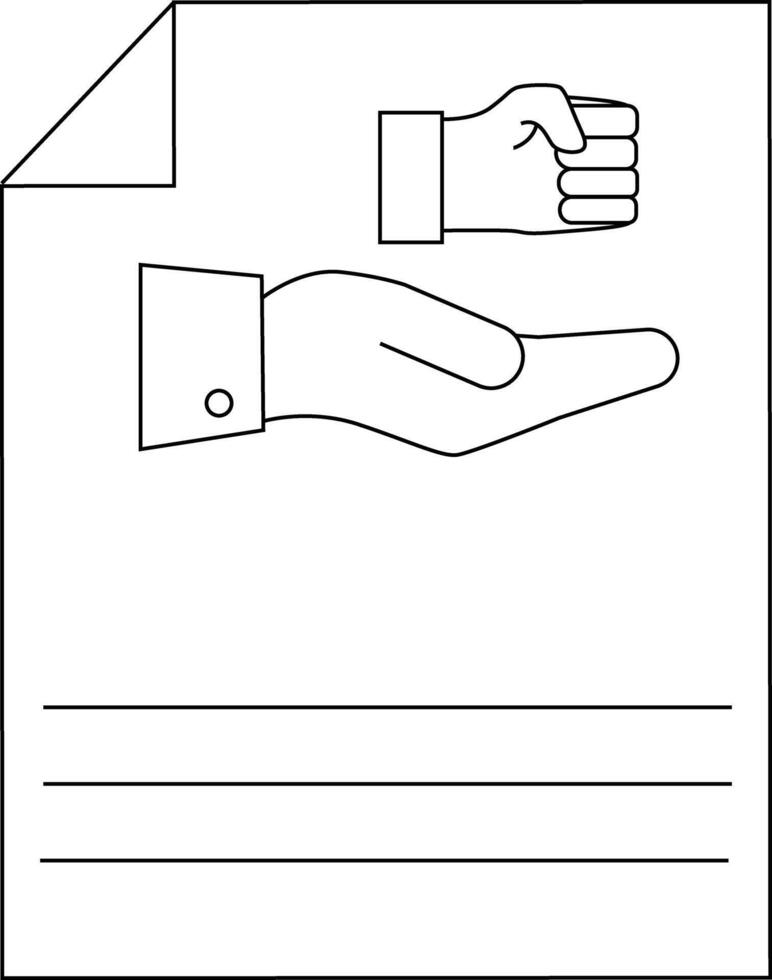 Minimalist Line Art of Hands on Document with Blank Lines vector