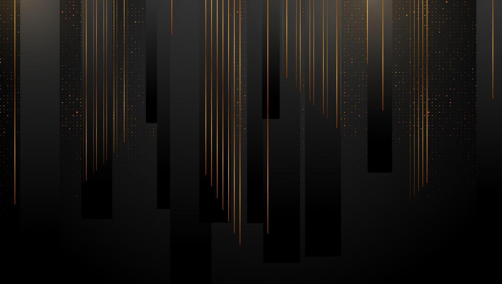 Retro abstract black background with golden lines and dots vector