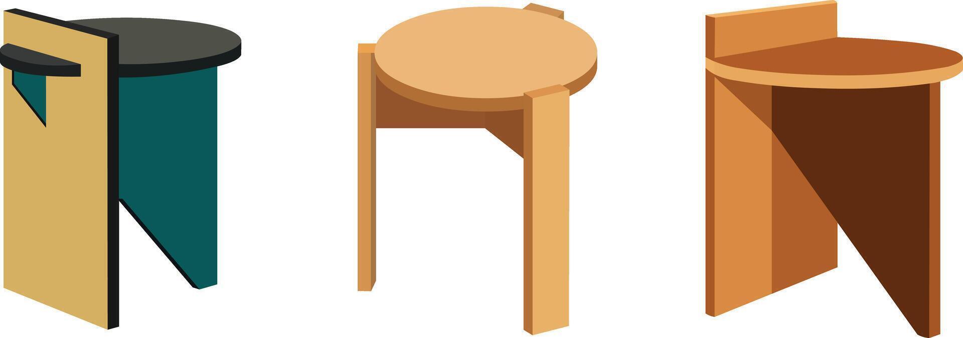 Modern geometric stools in minimalist style offering versatility and unique design elements for interior spaces vector