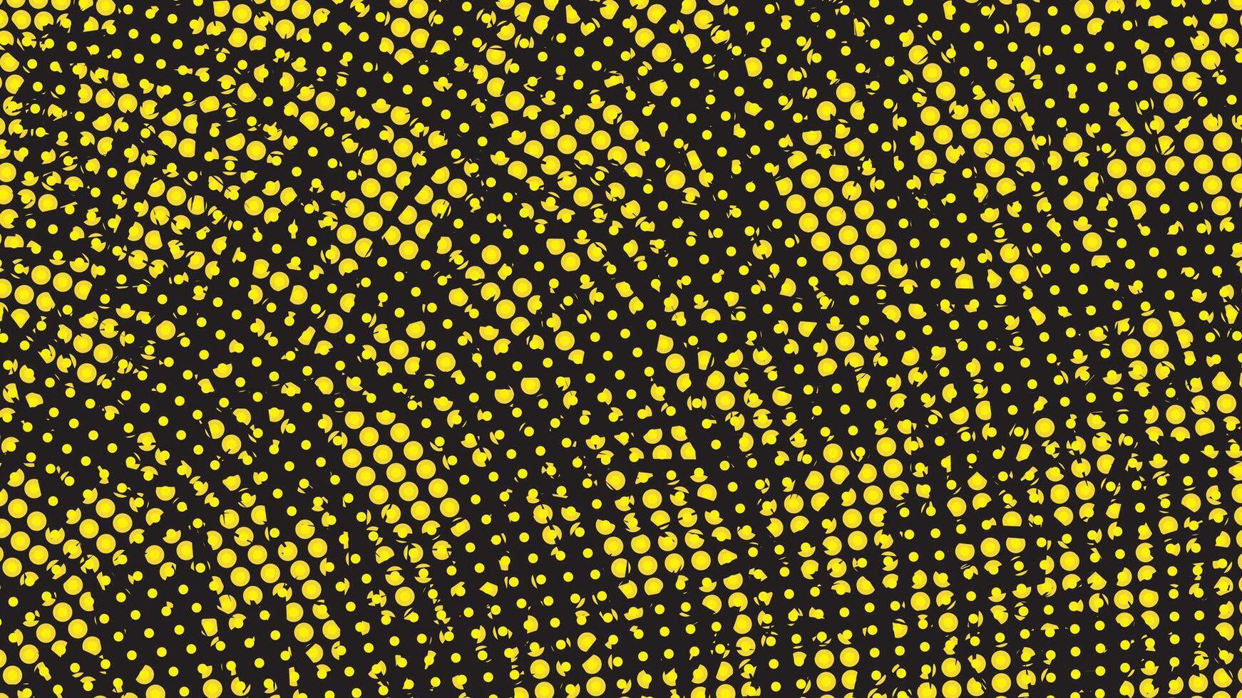Abstract Halftone Dot Wave Pattern with Yellow Circular Shapes on Black Seamless Design for Modern Trendy Background and Graphic Layout vector