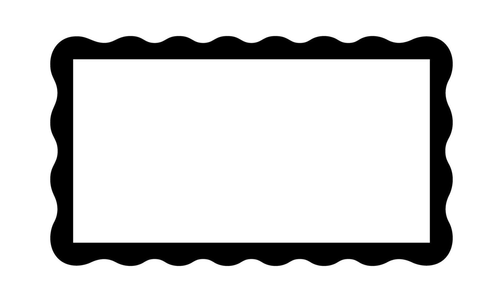 Rectangle frame with wavy edges. Rectangular vignette for mirror, picture or photo with undulate borders. Empty text box, headline, banner, tag or label. graphic illustration vector