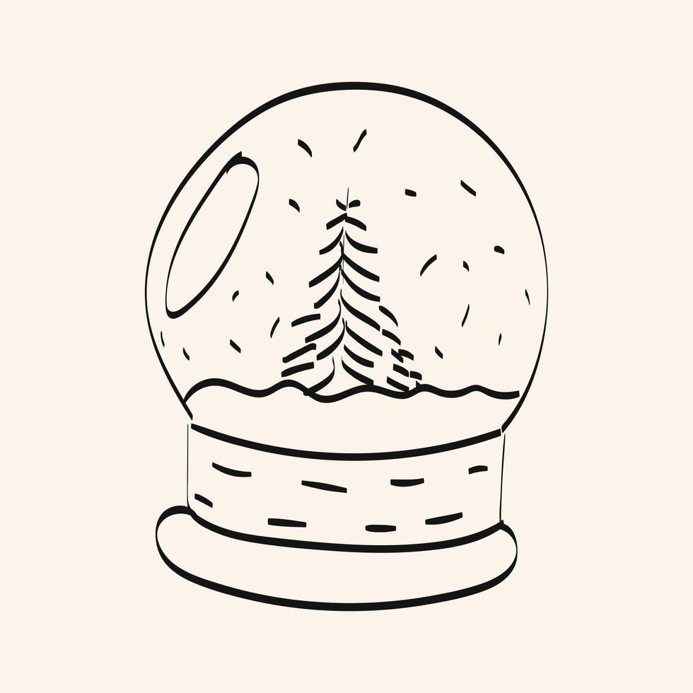Snow globe depicting pine trees with snow and a simple base design, representing winter charm and holiday spirit vector