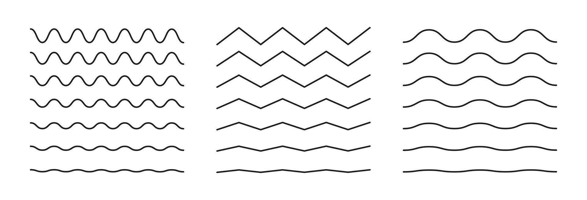 Set of waves line. Wavy lines set. Wave ornament pattern. wavy and zigzag horizontal underline. Wave thin line background. vector
