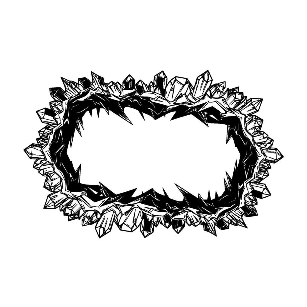 A striking frame composed of sharp geometric crystal formations and jagged edges creating a rugged and naturalistic border vector