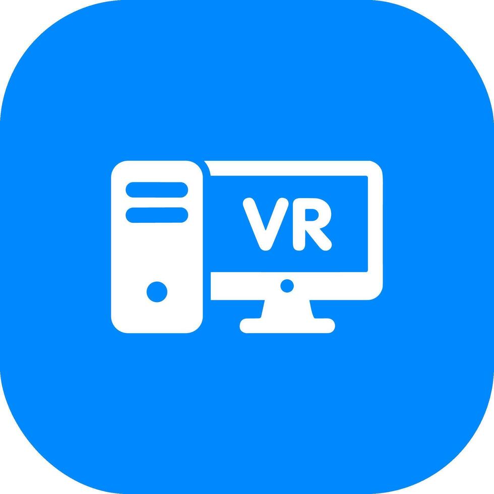 Simple Bold Style Virtual Reality Device with Monitor Icon vector