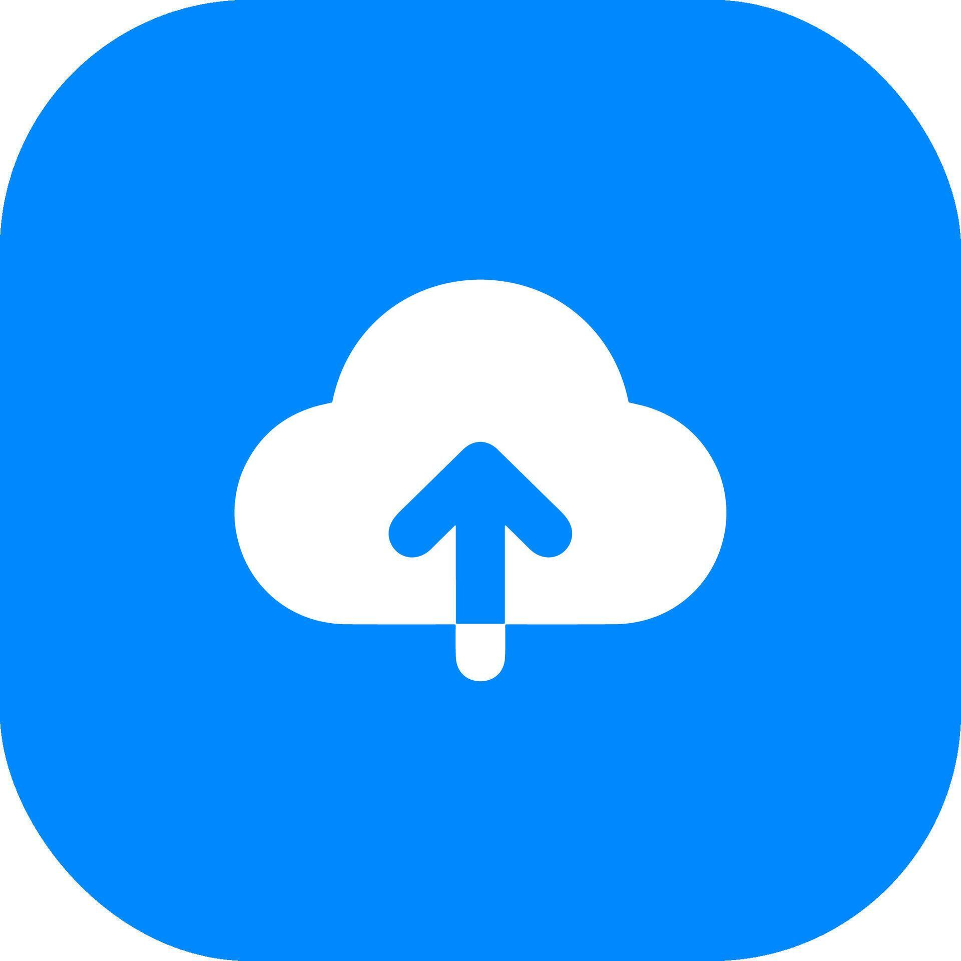Simple Flat Style Upload Cloud Computing Rounded Square Shape Icon ...