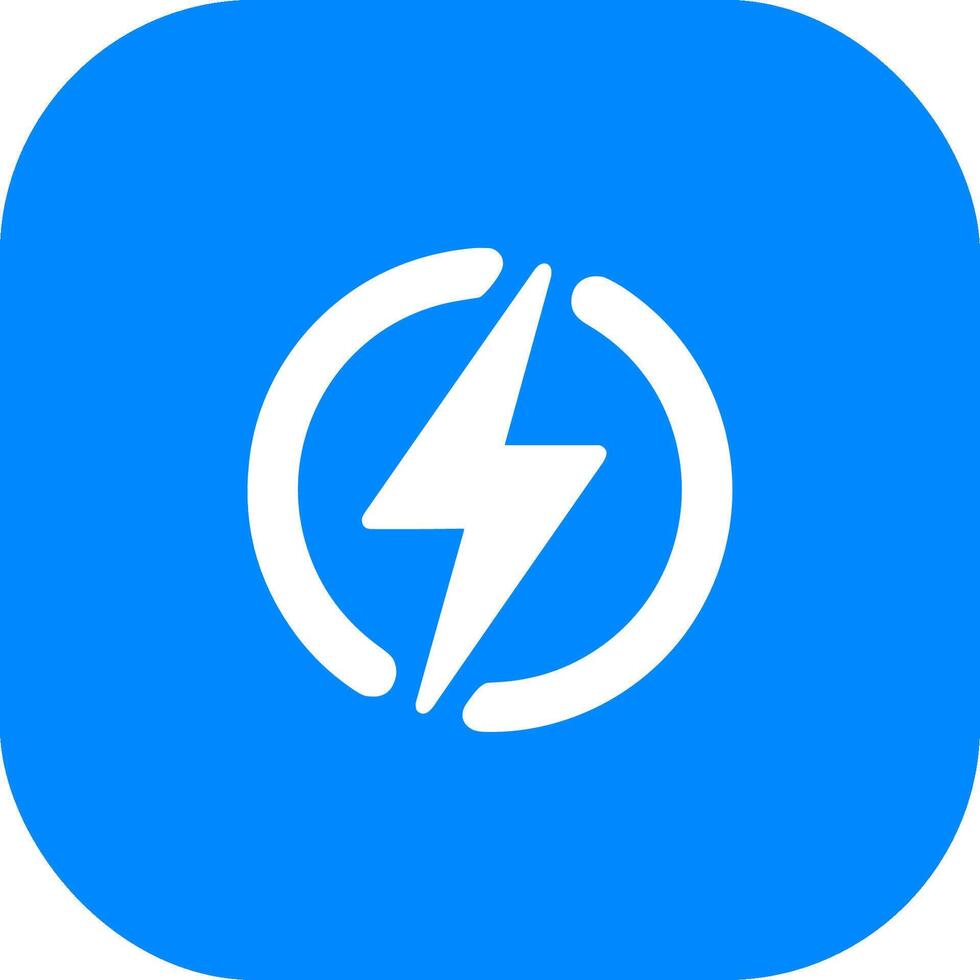 Simple Flat Lightning Bolt with Circle Rounded Square Shape Icon vector
