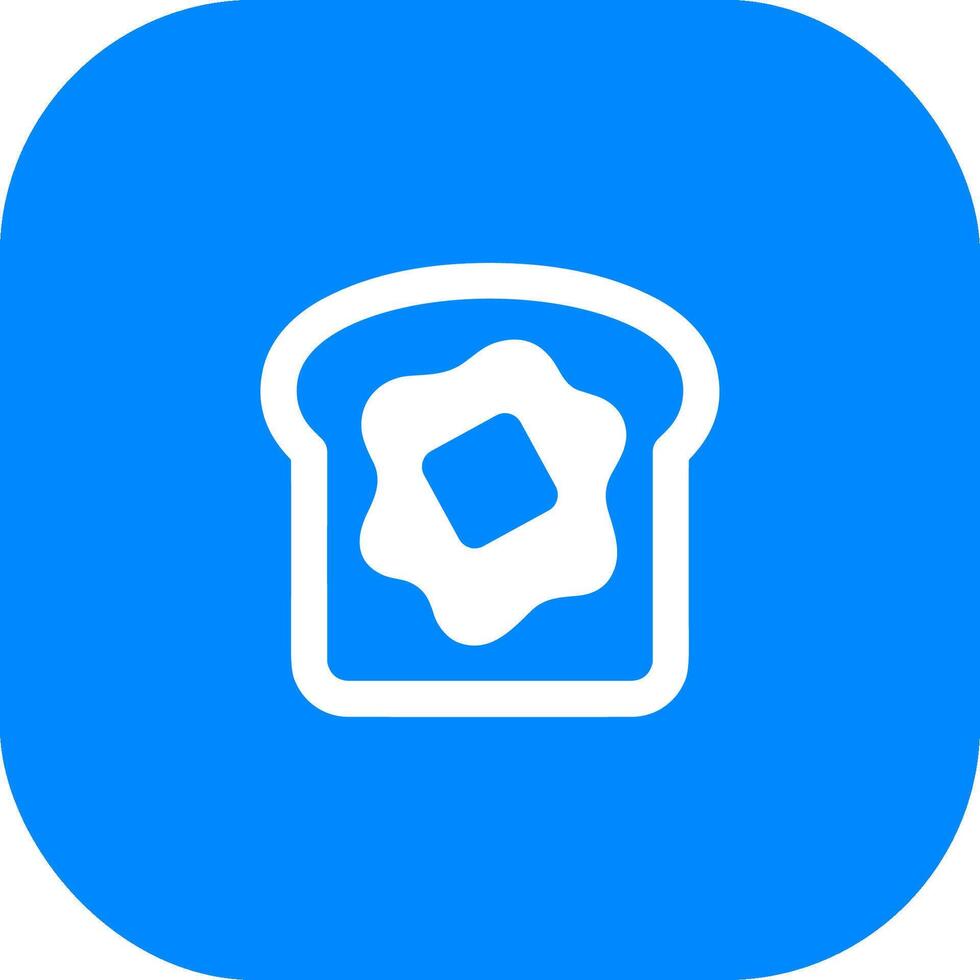 Simple Flat Toast with Butter Icon Design on Blue Background vector