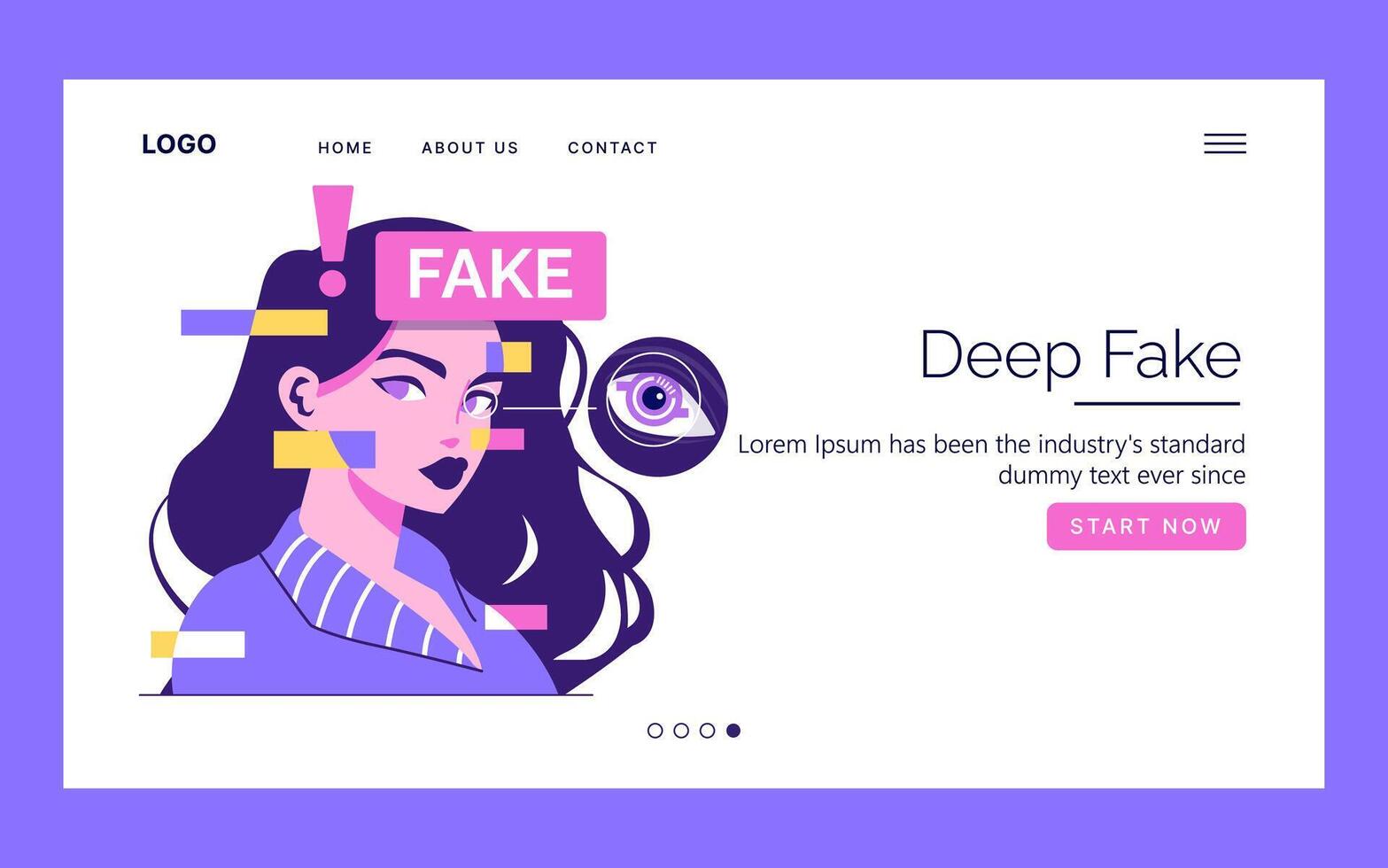 Deepfake Detection Illustration with Alert Elements vector
