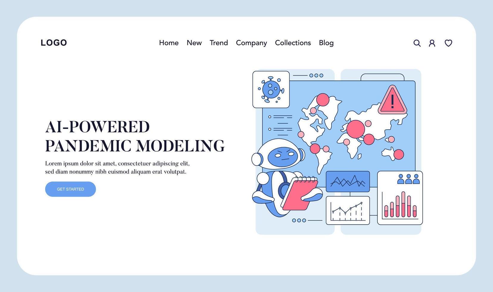 AI Robot Analyzing Pandemic Data Illustration vector