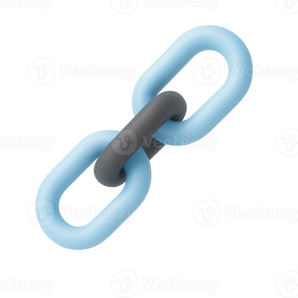 Modern 3D Chain Link Icon Representing Connection, Hyperlink, and SEO Concepts. chain link, connection, 3d icon, hyperlink, seo png