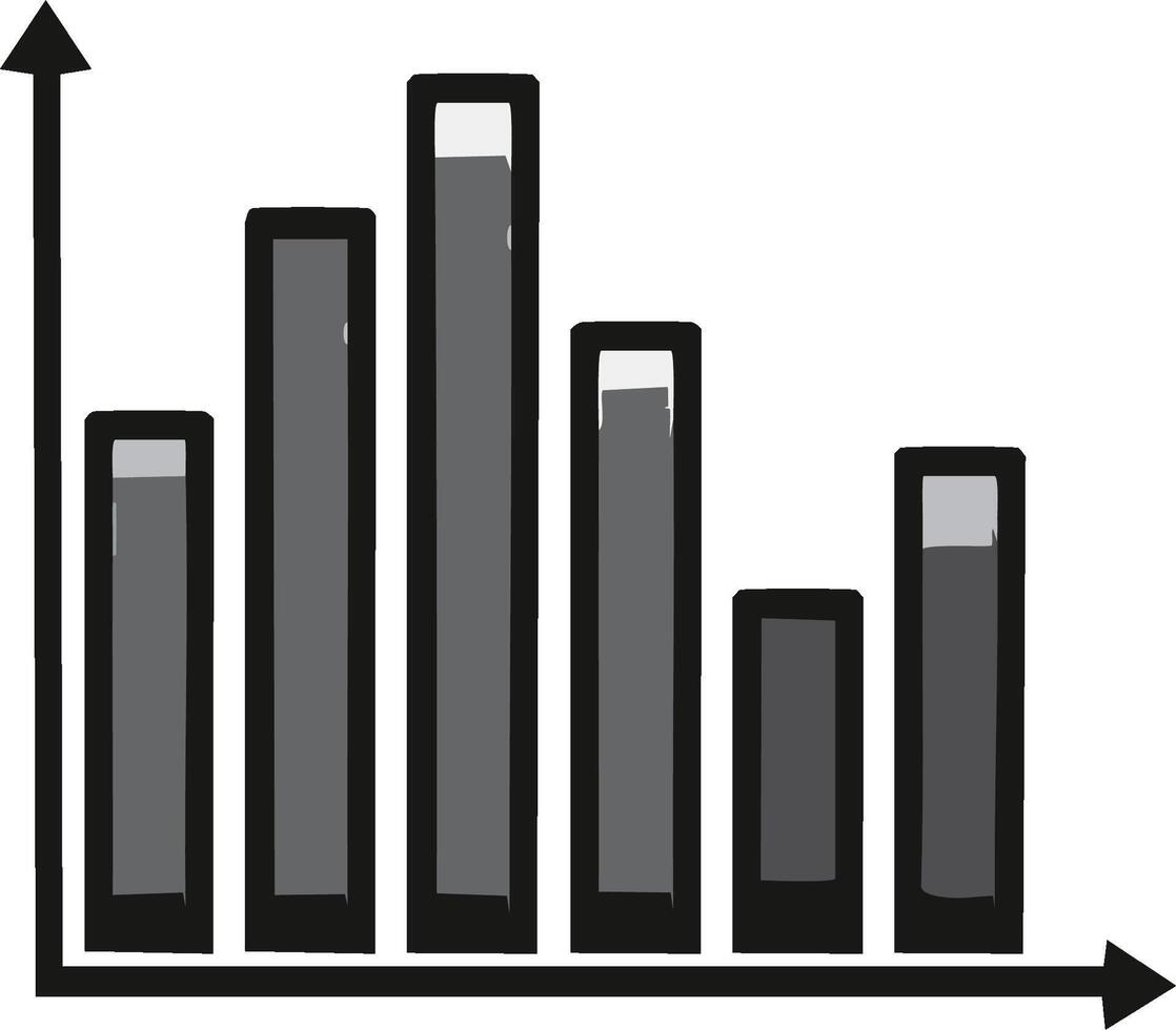 Hand Drawn Bar Graph Displaying Growth and Decline in Data Analysis vector
