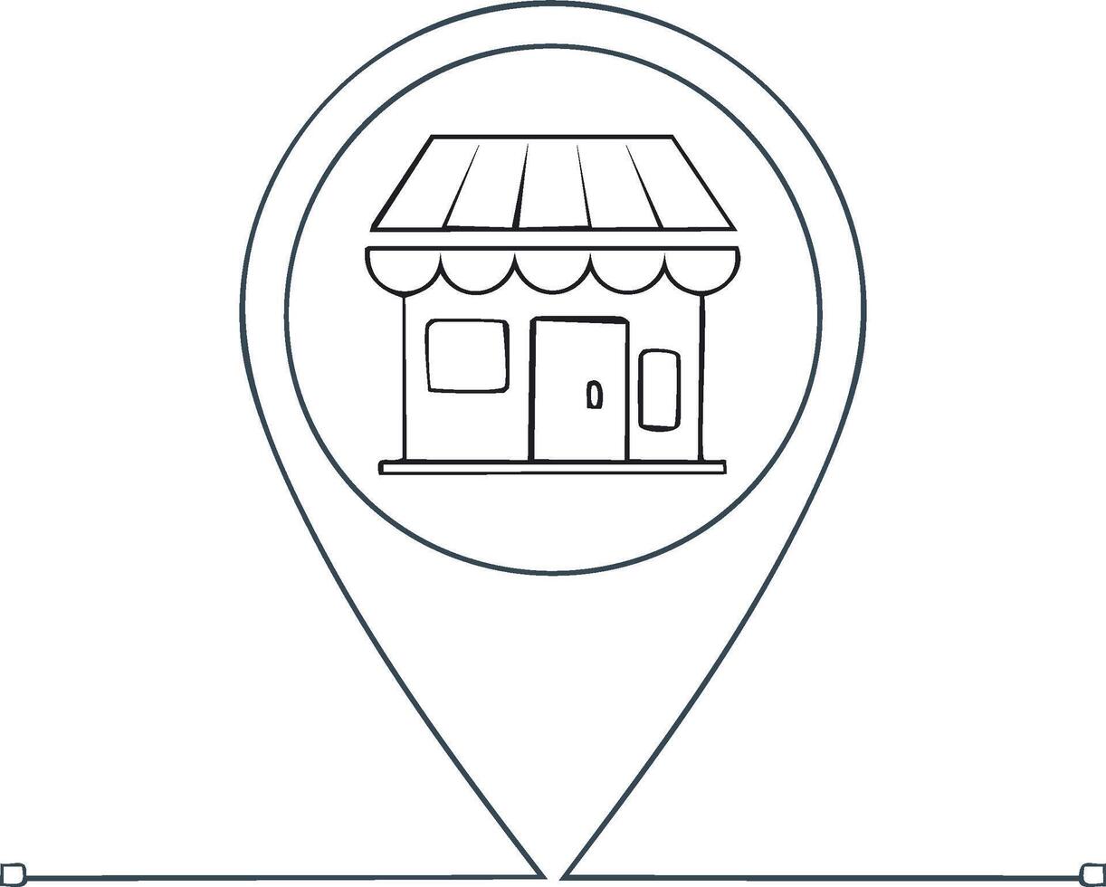 Storefront location indicator in minimalist graphic style for maps, direction and shop finder vector