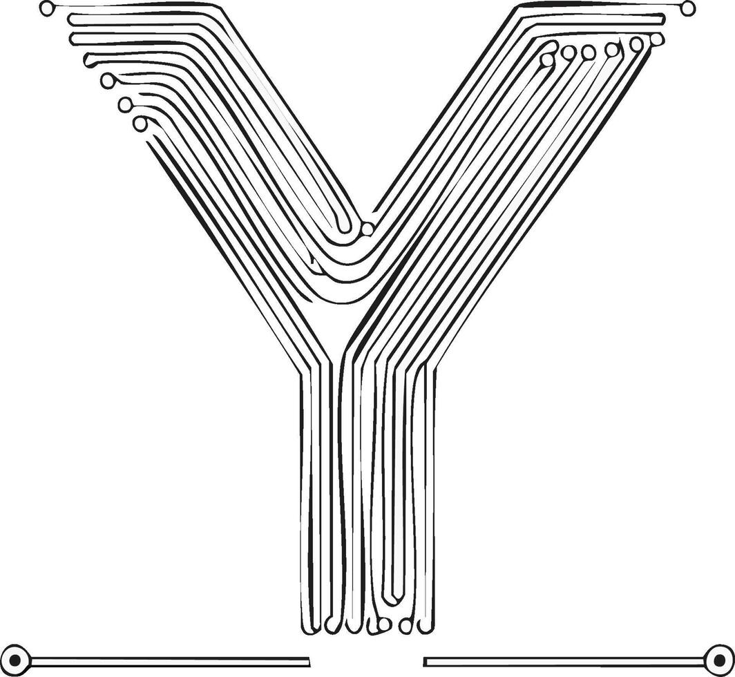 Letter Y circuit board design technology font typeface digital alphabet electronic system component innovation vector