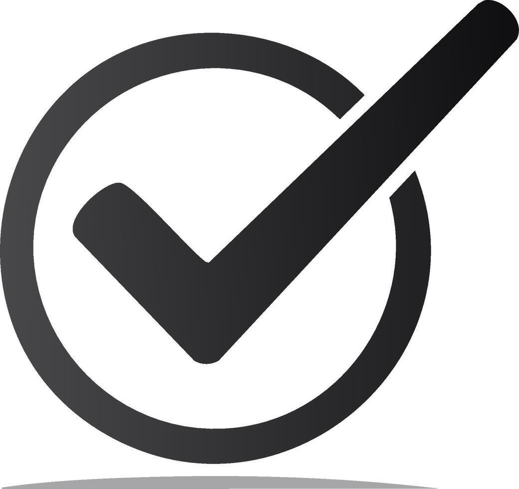 Checkmark inside circle, symbol, black color, verification, validation, approval confirmation vector