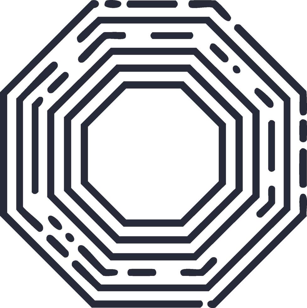 Geometric Octagon Shape Concentric Lines, Abstract Design, Minimalist Illustration, vector