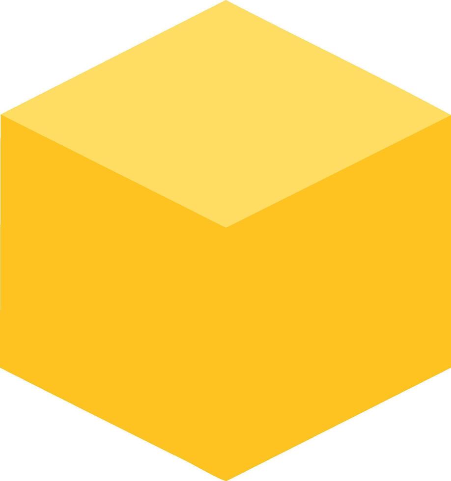 Vibrant Yellow Cube Shape Represents Geometric Form and Three Dimensional Object Design vector