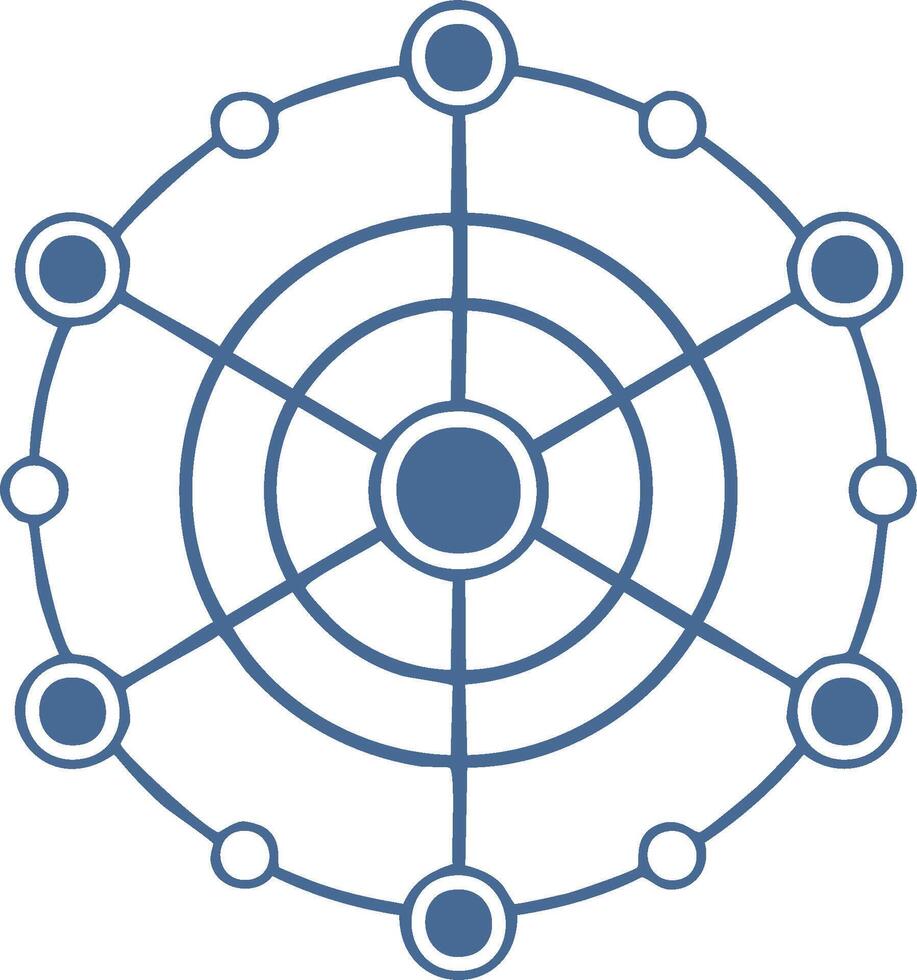 Abstract Circular Network Illustration with Connected Nodes for Digital Technologies or Scientific Concepts vector