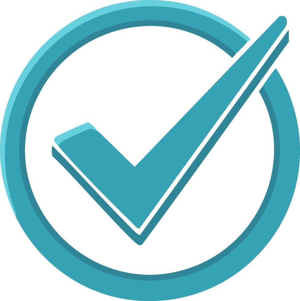 Checkmark in a circle, blue color, symbol of verification, confirmation sign, approval or validation, check box button, good symbol vector