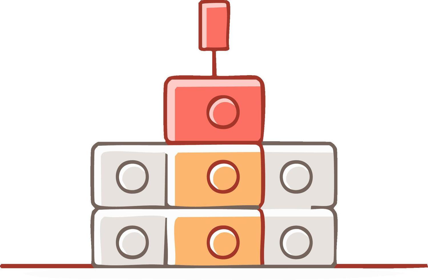 Stylized Stacking Blocks Illustration with Red Top and Soft Colors for Children's Educational Theme vector