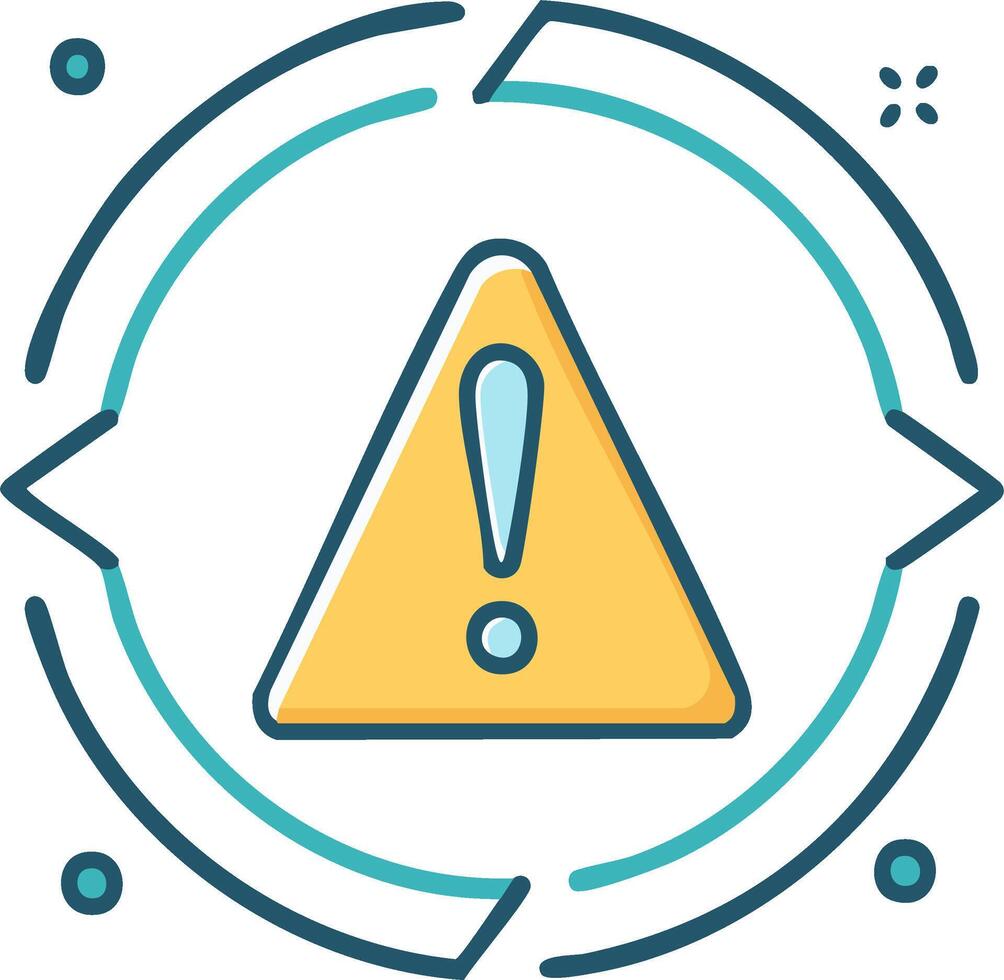 Yellow Warning Triangle with Exclamation Point Inside Looping Arrows Icon vector