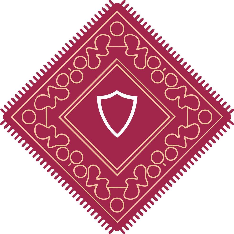 Stylized Geometric Pattern with Shield Element on a Textured Diamond Shape for Icon Design vector