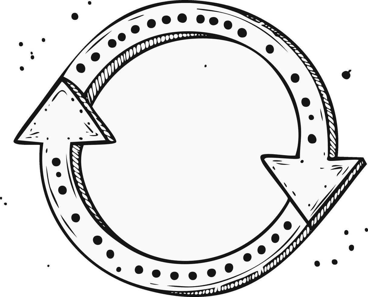 rústico mano dibujado circular flecha símbolo representando continuo ciclo actualizar lazo o intercambiar proceso vector