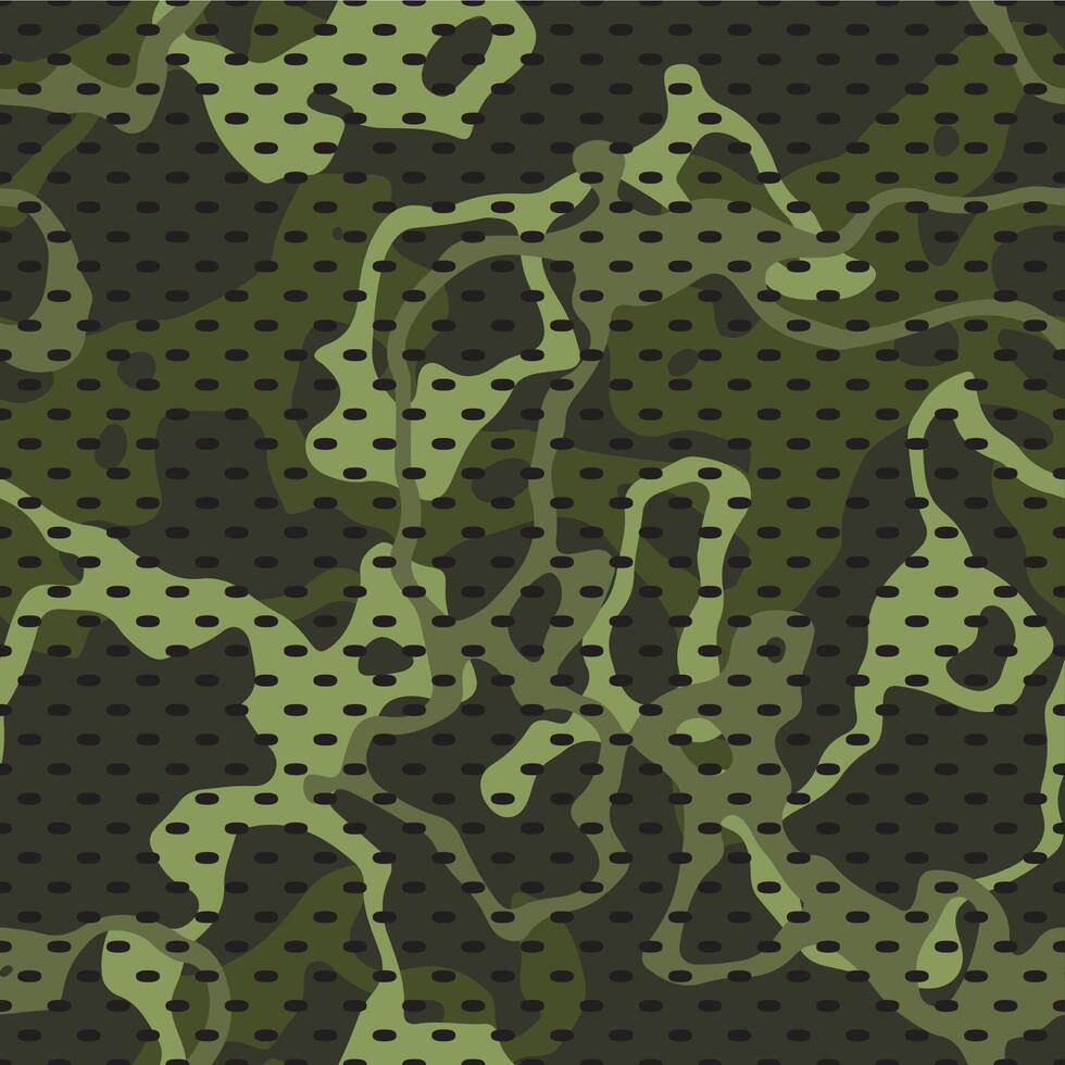 Green camouflage pattern developing a dotted overlay texture vector