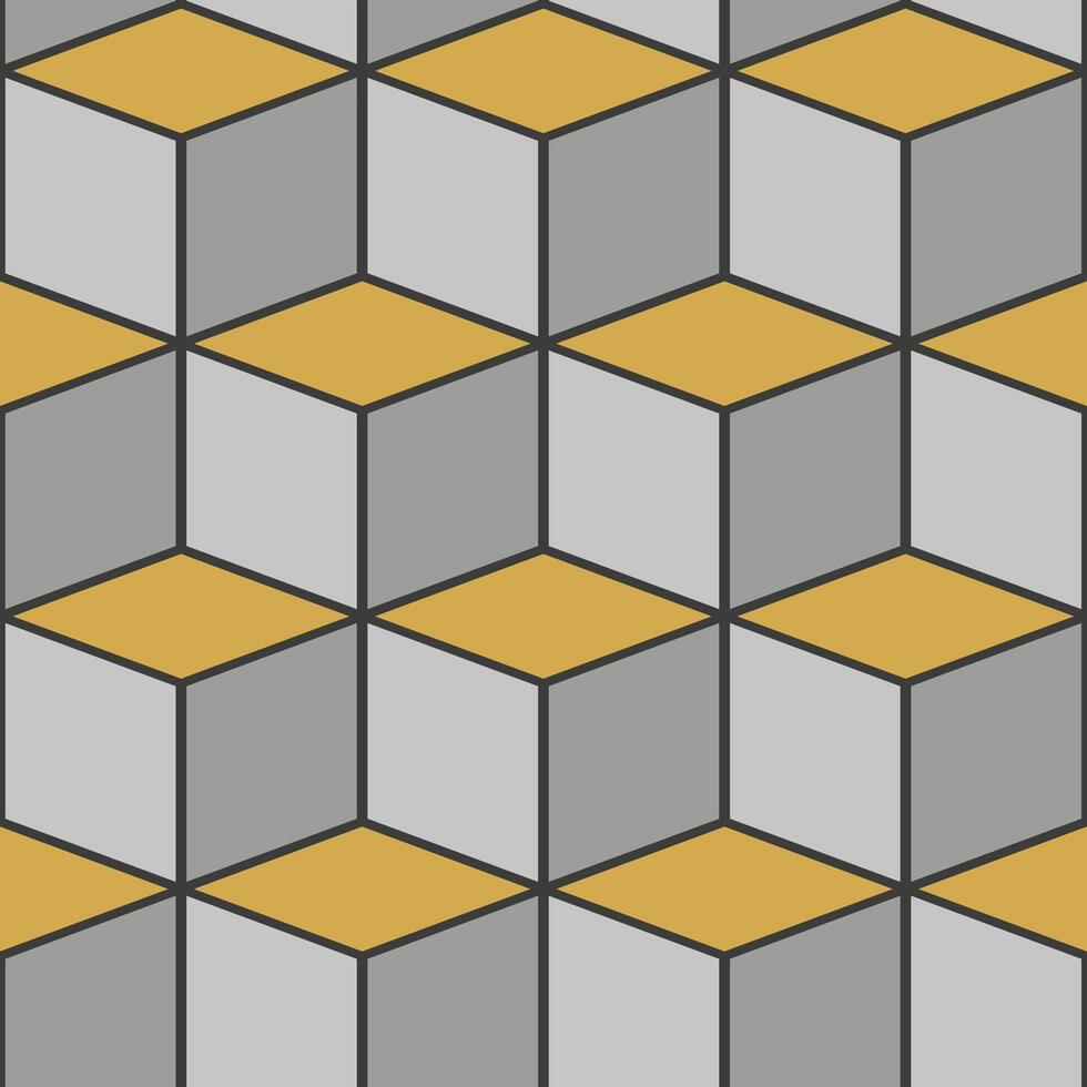 Seamless pattern creating optical illusion of isometric cubes vector