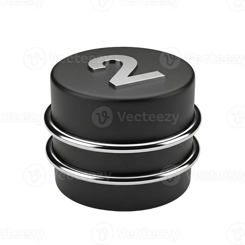 Elevator button with the number two, 3D render on a Transparant background png