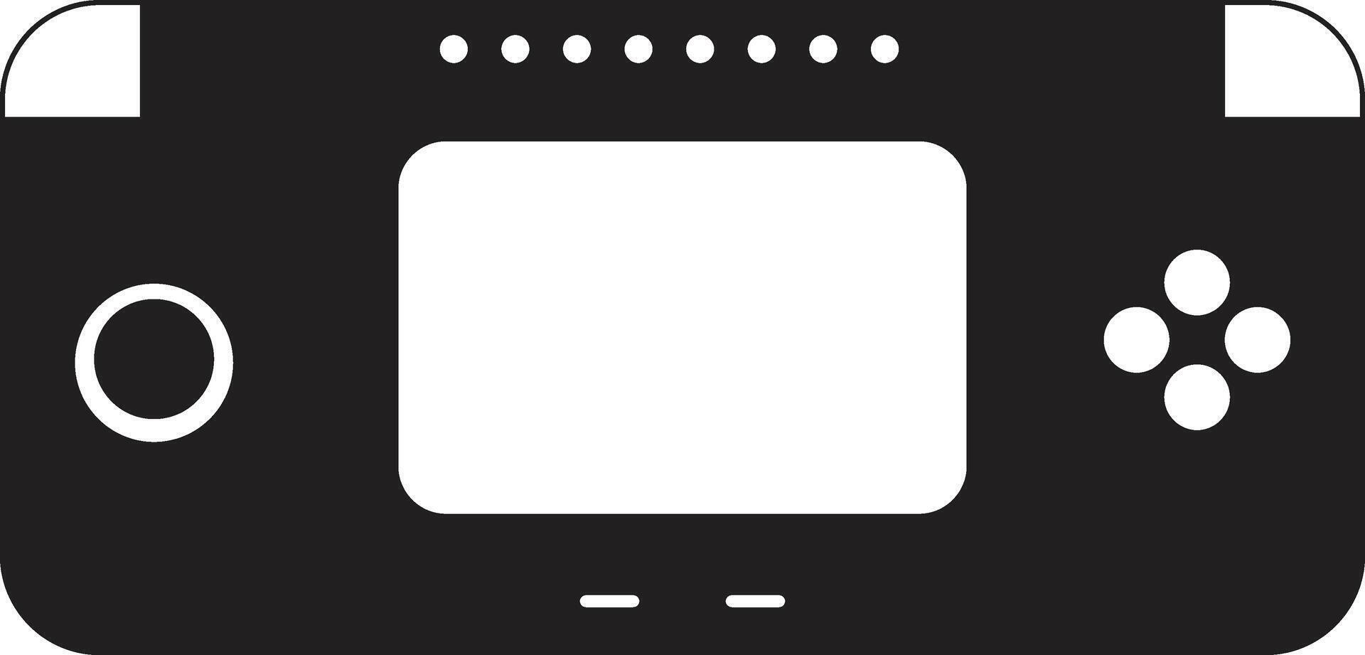 Black and White Retro Game Console in Minimalist Style. vector