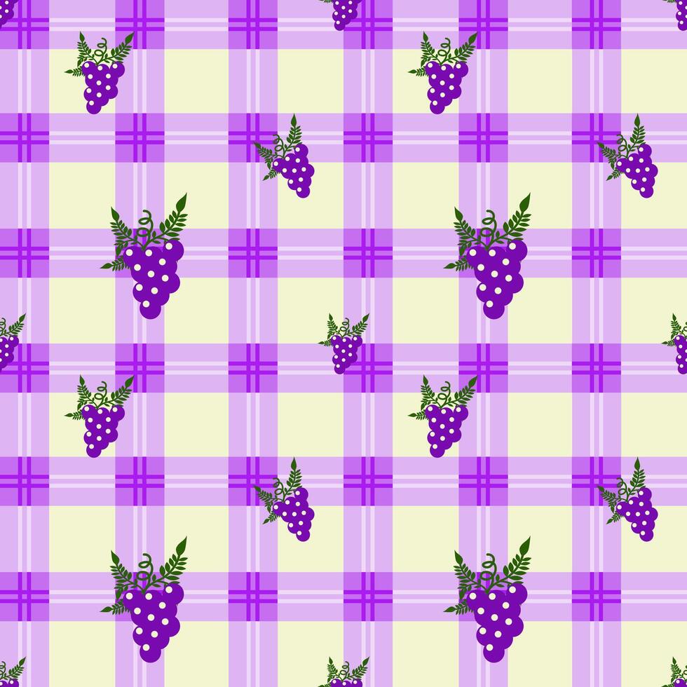 Grape pattern on a checkerboard background vector