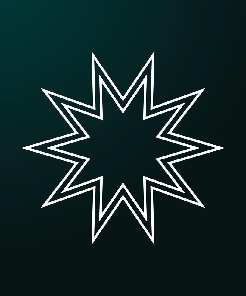 White geometric star shape with double line outline on dark gradient background representing islamic art minimal modern decoration abstract pattern and contemporary design concept with symmetry vector