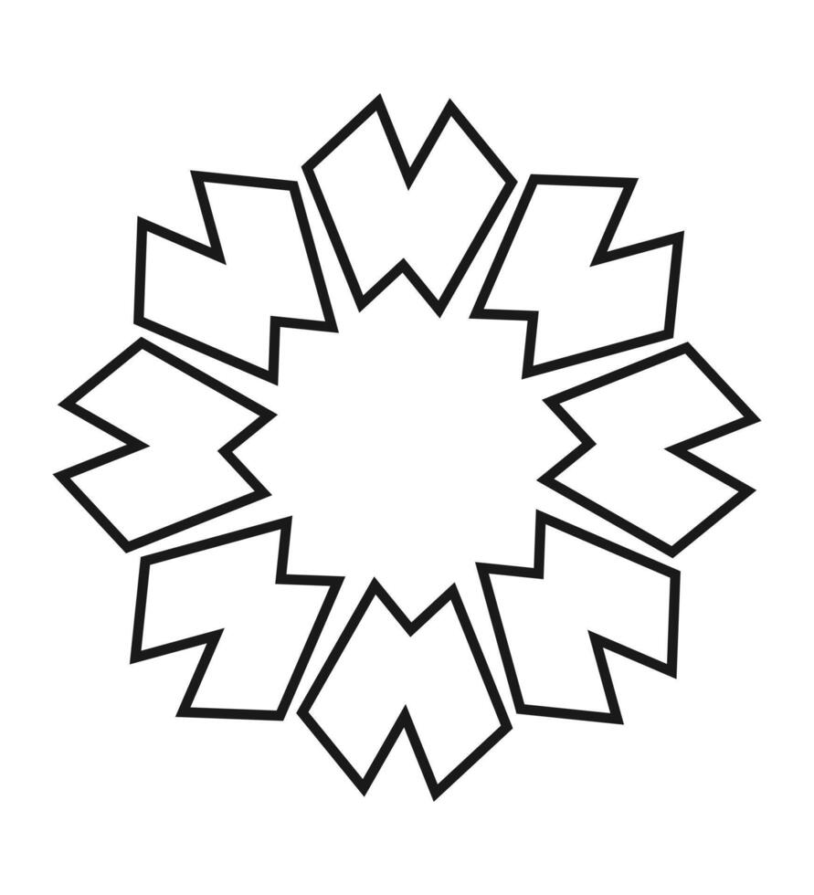 Angular geometric radial motif with repeating sharp shapes forming abstract symmetrical pattern vector