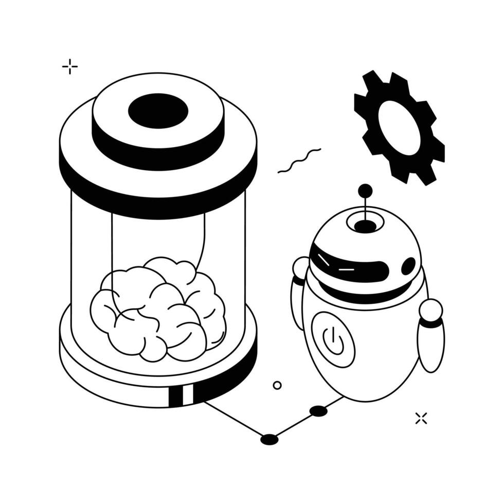 AI robot representing automated intelligent services isometric illustration. vector