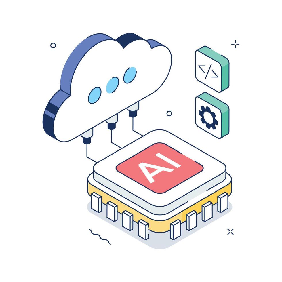 AI processor cloud computing illustration vector