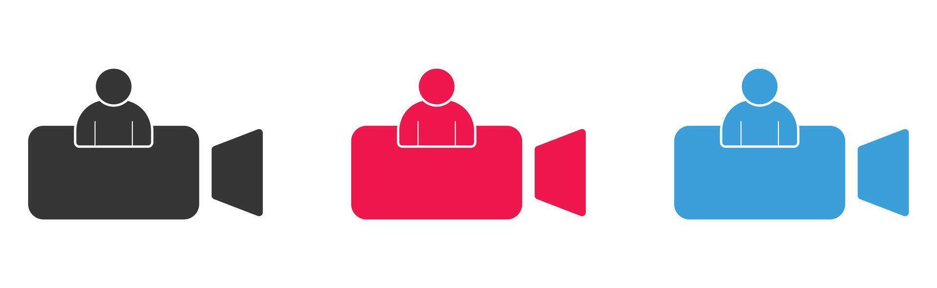 Camera Recording User Profile Icon Set, Digital Content Creator vector