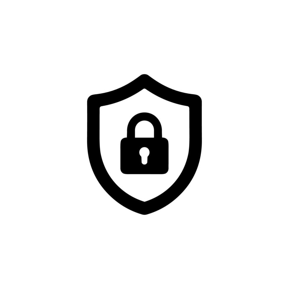 Minimalist Line Style Shield Lock Symbol Shape for Security Concept vector