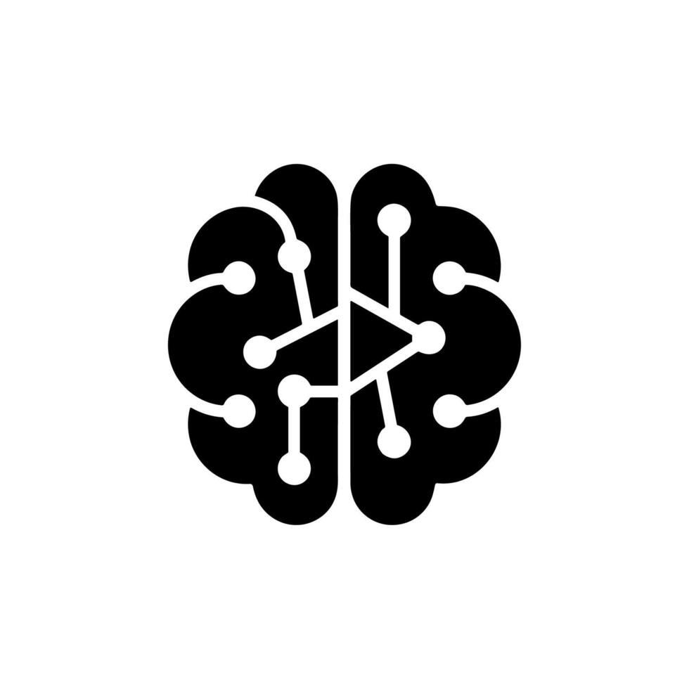 Minimalist Style Simple Brain Connection Icon Sign Shape Graphic vector