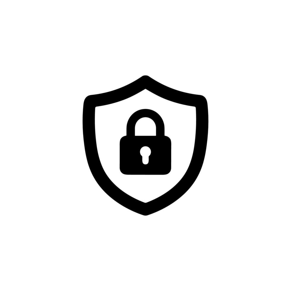 Outline Simple Shield Padlock Sign Shape Icon for Security Concept vector
