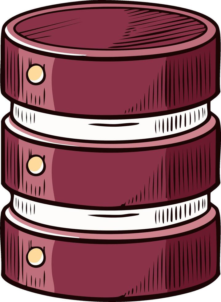 mano dibujado estilo datos almacenamiento cilindro base de datos representación y información sistema concepto en ilustración vector