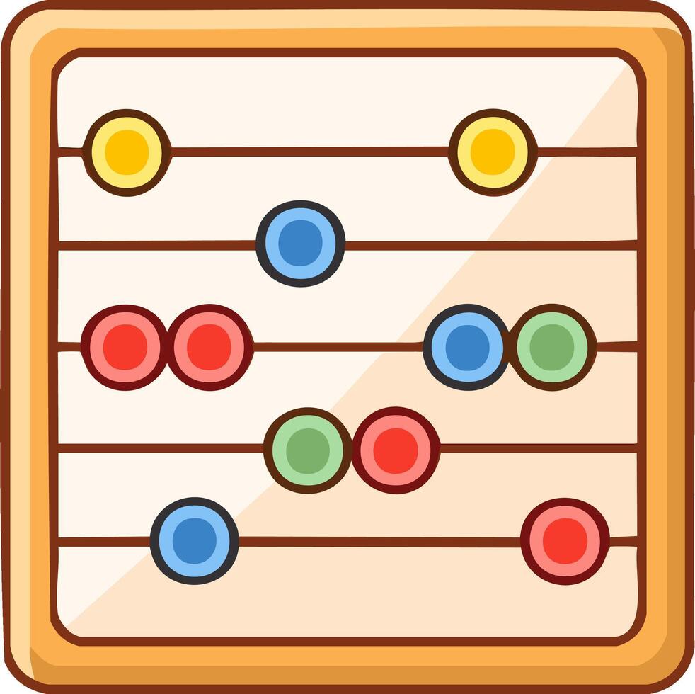 Cartoon illustration of a colorful abacus, traditional calculating tool for counting vector