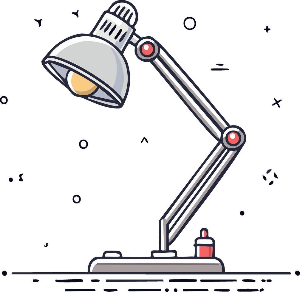 Modern Articulated Desk Lamp with Adjustable Arm and Light Globe Illuminating Workspace vector