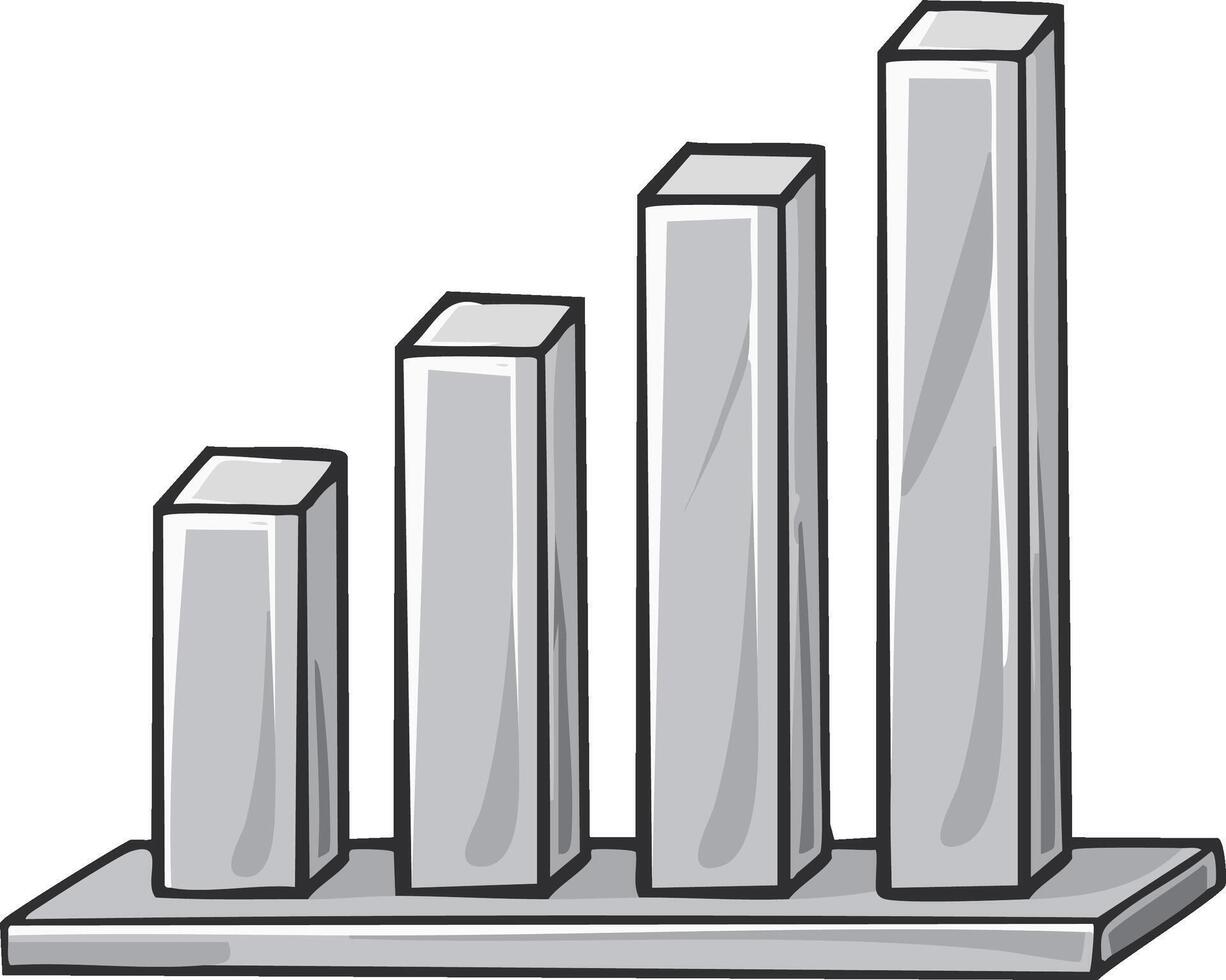 Hand drawn bar graph showing increasing data and business progress analysis vector