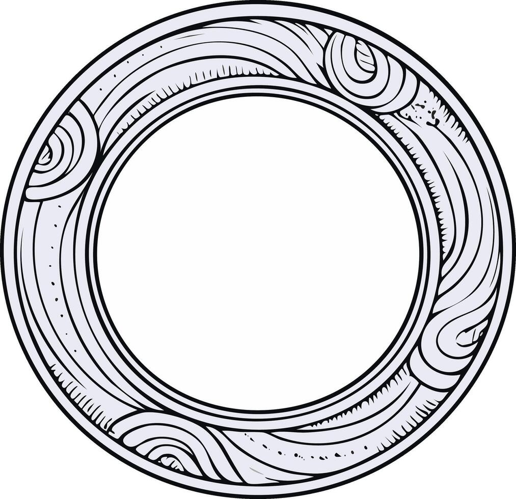 Elegant ornate circular frame with intricate abstract wave patterns and a decorative organic art nouveau style ornament illustration vector