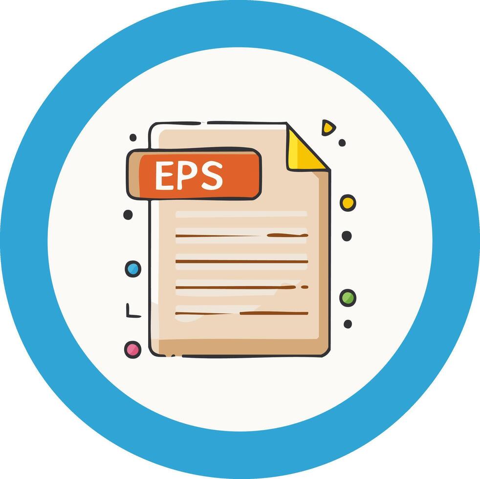 File Icon with EPS Extension and Document Lines in Circular Frame vector