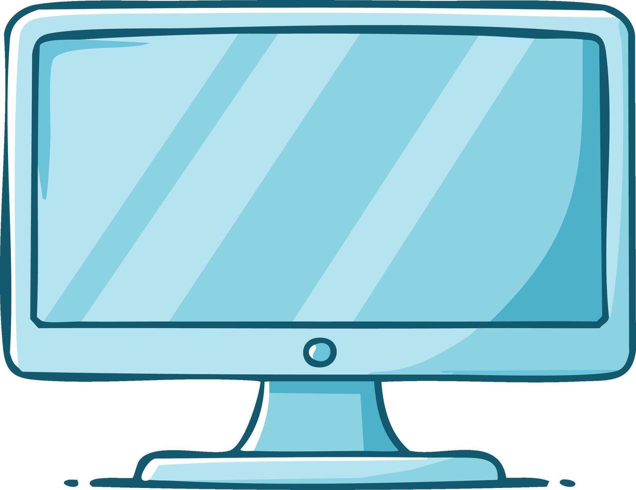 Illustration of a stylized computer monitor with blue color and reflection vector