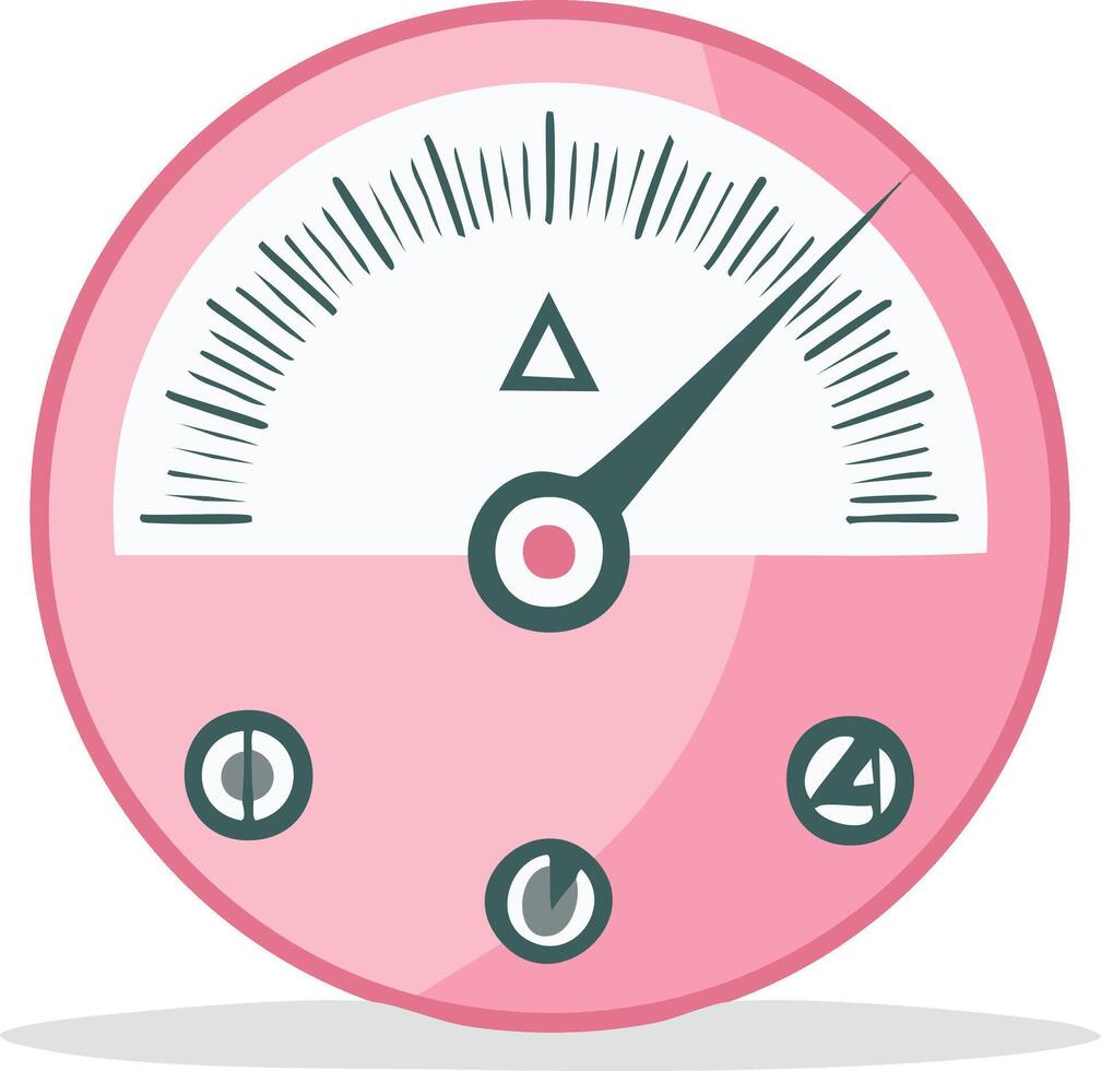 Modern pink indicator dial with triangle symbol and control panel buttons vector