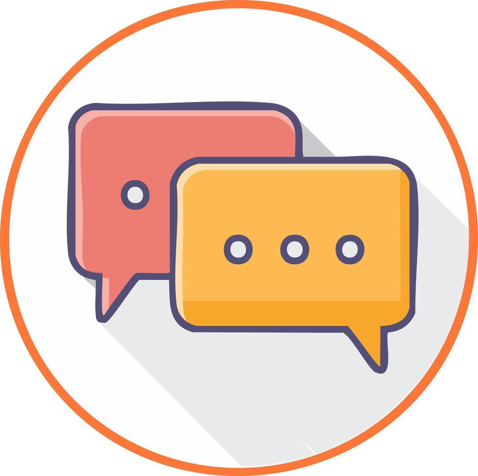 Two colorful speech bubbles with shadows in a circle, symbolizing communication vector