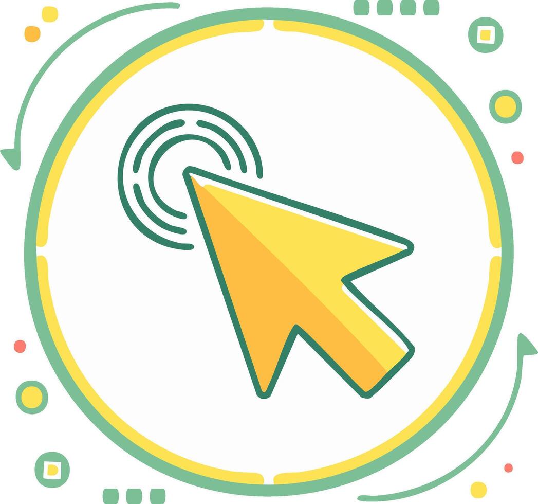 Clicking cursor illustration in a colorful circular design vector